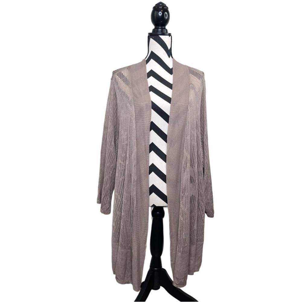 NWT Catherines Neutral Loose Knit Breathable Sz 4X Neutral Open Front Cardigan